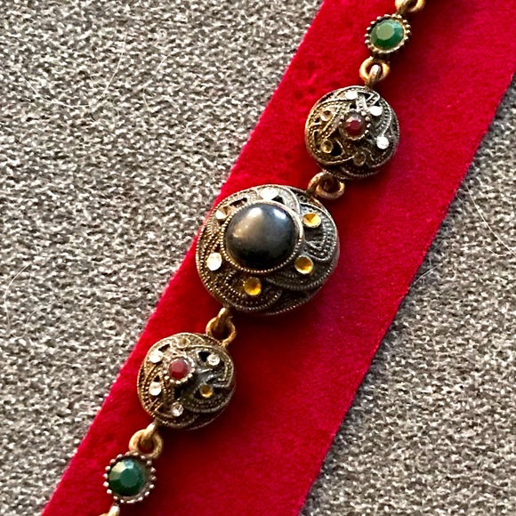 New Multicolored Stone Antiqued Link Bracelet - Picture 2 of 2